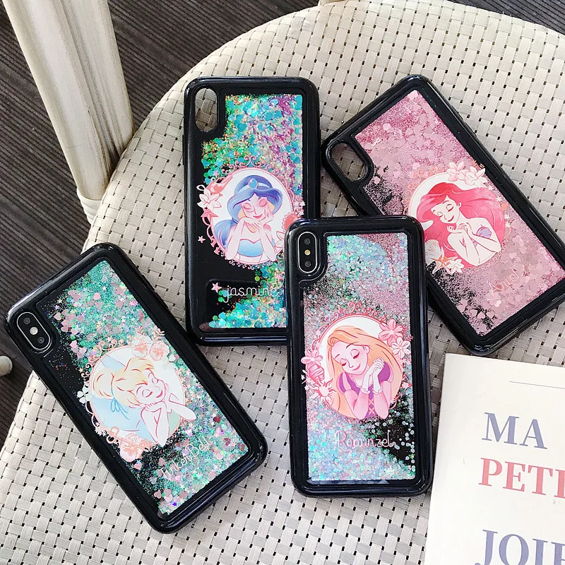 Cartoon Cute Princess Dynamic Liquid Quicksand Soft TPU Phone Case For iPHONE XS X 8 7 6 6PLUS 6SP 7PLUS PLUS Back Cover |