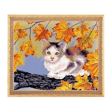 Couture, BRICOLAGE DMC 14CT Non Imprimée point de Croix, Compté Broderie au point de Croix Kit Les chats sur l’arbre fait maison arts Motif