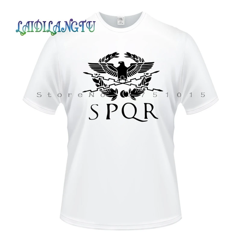 Летняя мода Римская империя футболки мужские SPQR футболка Топы хлопок короткий рукав баннер с орлом футболка - Цвет: white