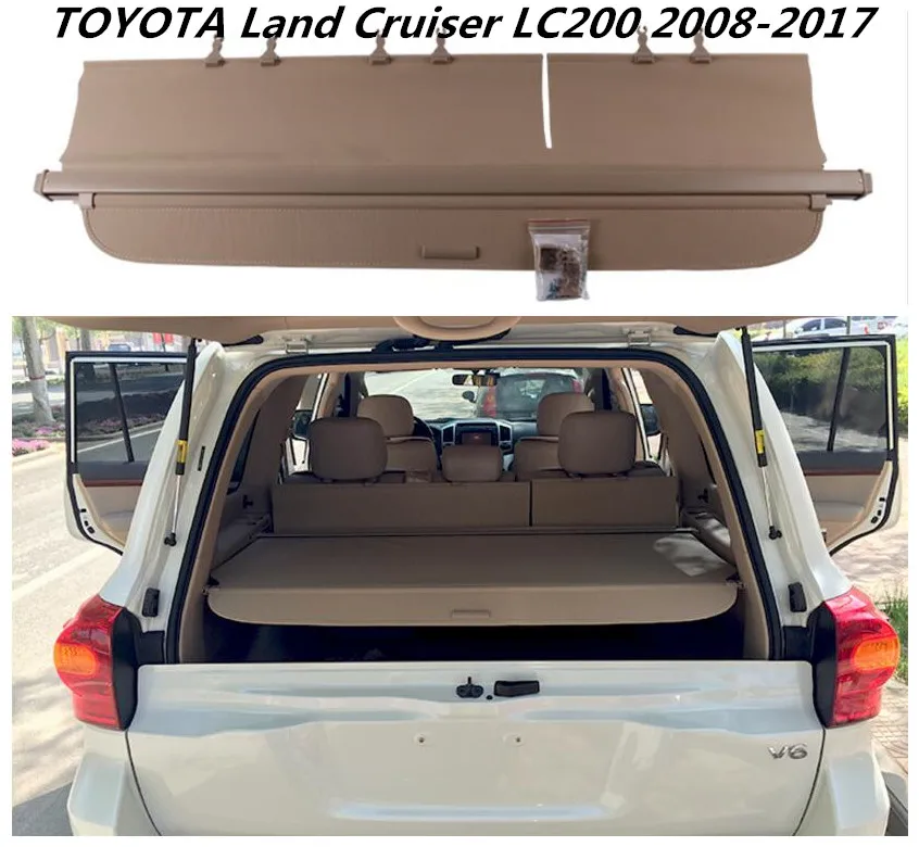 

JIOYNG Car Rear Trunk Security Shield Cargo Cover For TOYOTA Land Cruiser LC200 2008-2017 Black Beige