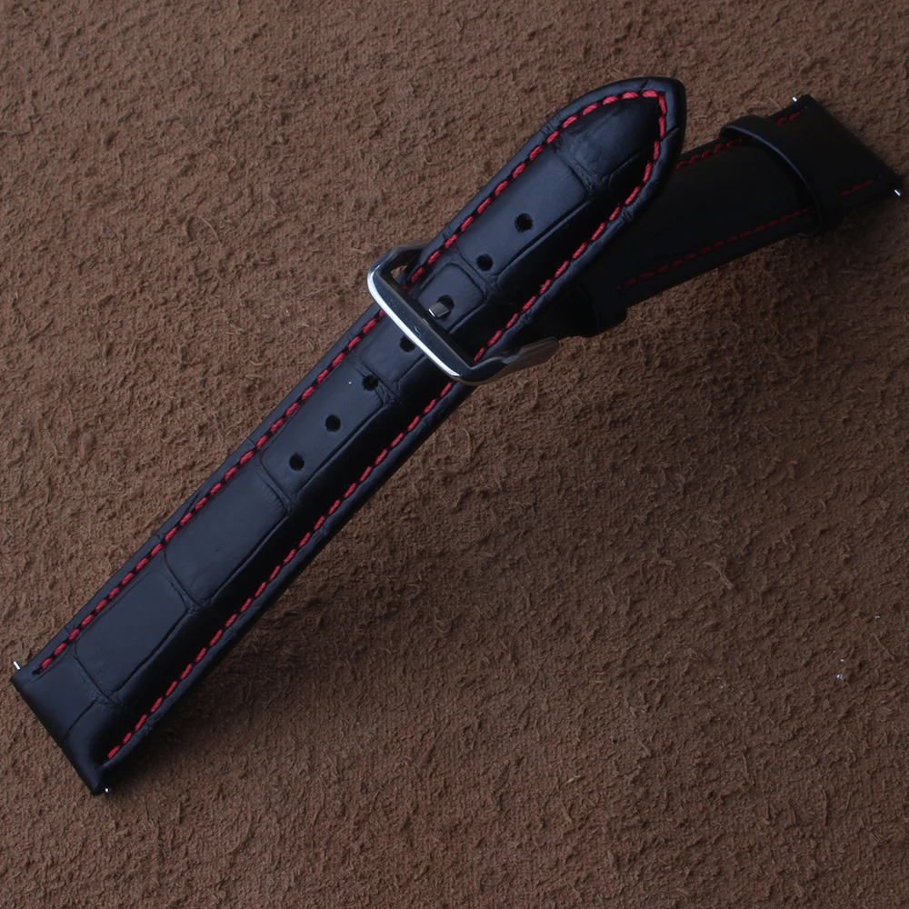 Genuine Leather Watch Band Strap Stainless Steel easy remove spring