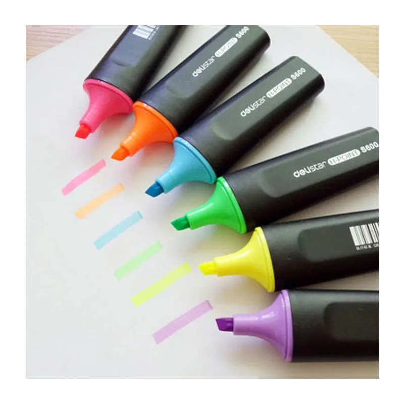 

S600 Highlighter Waterproof Drawing Pen Art Markers Pen Not Easy Fade Highlighters Fluorescent Bright Color DropShipping