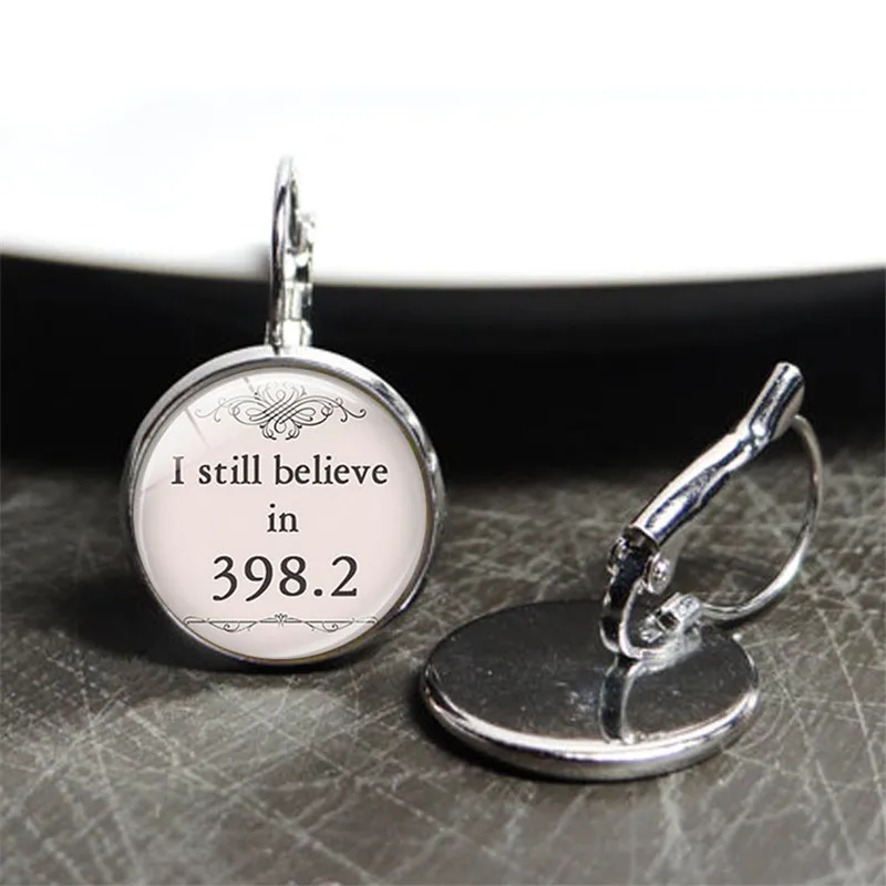 

Quote earrings I still believe in 398.2 earings fairy tale jewelry book vintage earrings fairy librarian gift Teacher gift