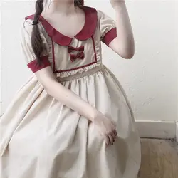 Бесплатная доставка 2019 точечный дизайн Клюква нагрудник для девочки bowknot hubble-bubble sleeve длинное маскарадное платье нимфетки платья