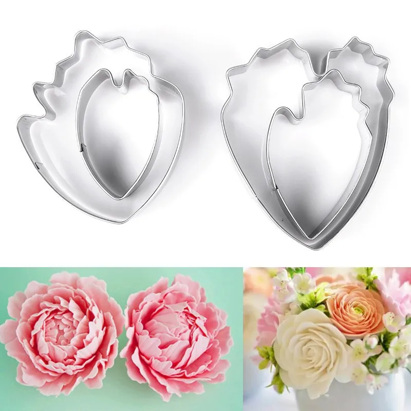 

4pcs/set Peony Flower Cookie Cutter Set 3D Sugarcraft Fondant Cake Pastry Biscuit Baking Mold DIY Cake Decorating Tools