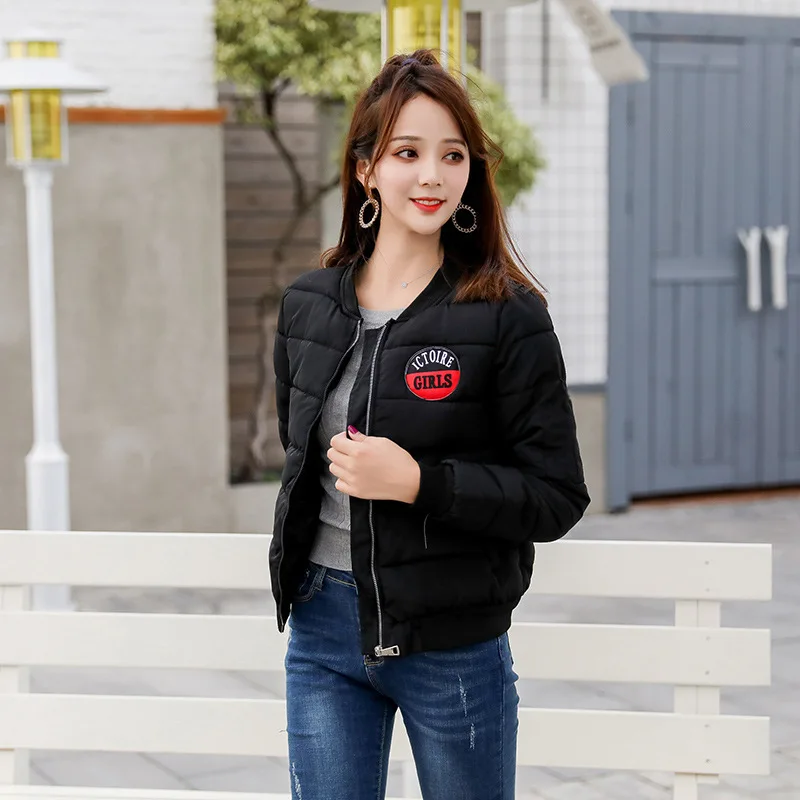 Park Women's Spring Coat Female Winter Short Down Jackets Soft Baseball Uniform Thin Print Parka Women Long Sleeve Short Coats