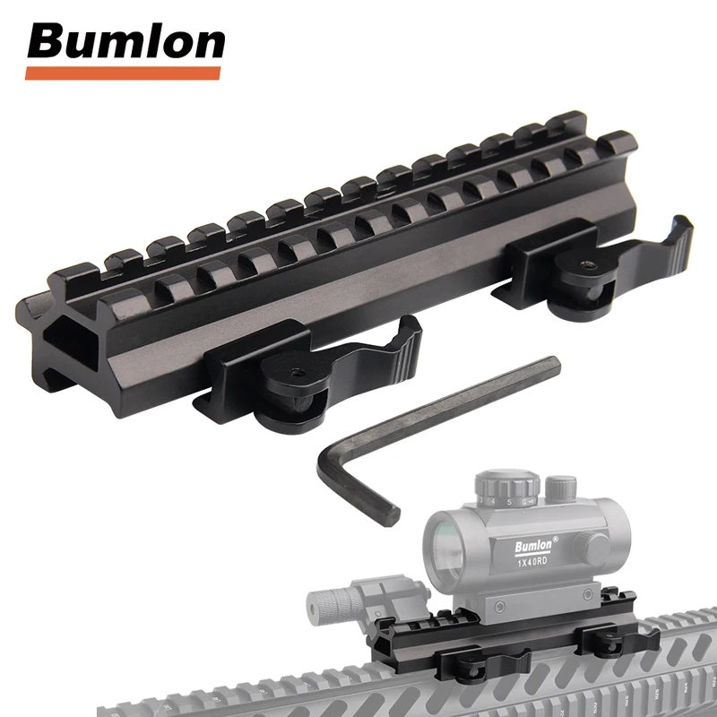 Airsoft Long Quick Detachable Double Rail Angle Weaver Picatinny Mount Integral QD Lever Lock System 13 Slots For Hunting RL1-0012