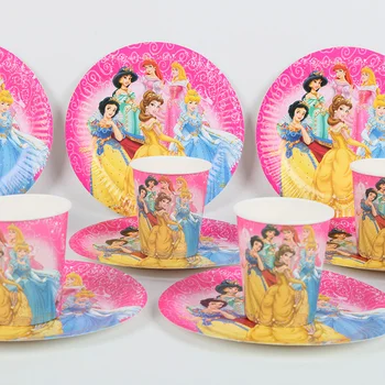 

40pcs Kids Girls Birthday Xmas Party Supplies Princess Theme Party Decoration Sets Paper Plates Cups for 20 people
