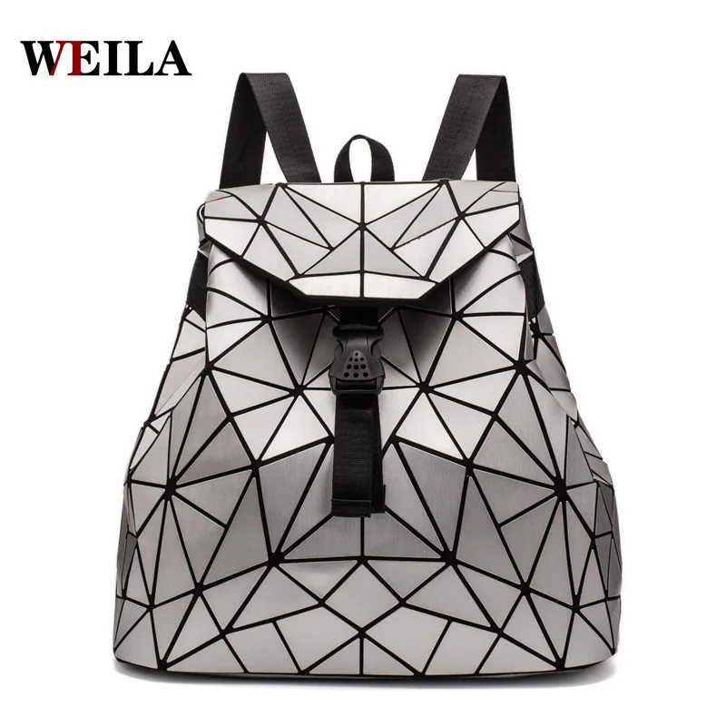 

Luminous Backpacks 2019 New Womens Backpack Geometry Bag Students School Bags Rucksack Drawstring Holographic Backpack Mochila