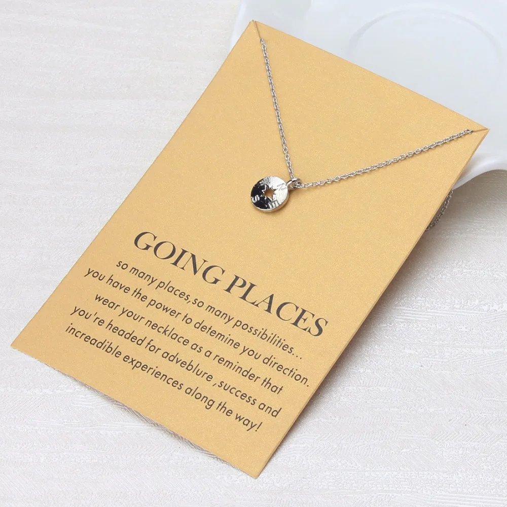 

MEIBEADS Round Disc Compass Pendant Necklace Women Travel Jewelry Unisex Alloy Chain Bijoux Graduation Gift 2019 EY3520