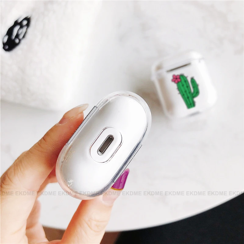 Жесткий ПК чехол с розовой улыбкой клубникой и кристаллами для Airpods прозрачный С