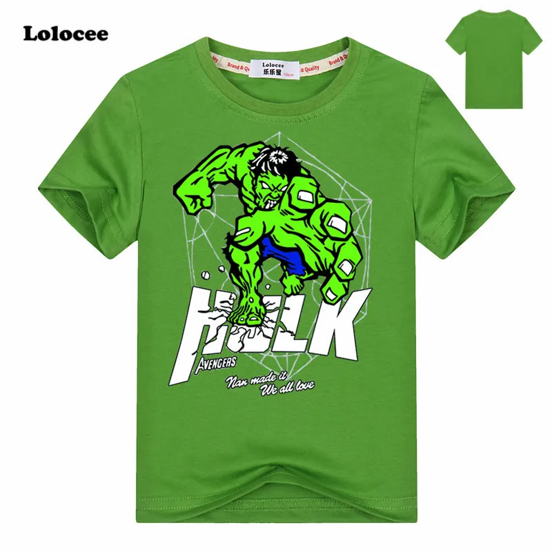 The Captain America and Hulk Pattern T-shirt boys clothing Short Sleeve Cotton Avengers boys clothes children t shirts 3-14Y