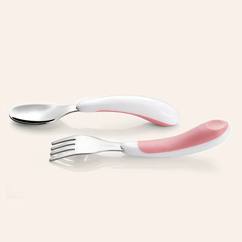 Baby Spoon Fork Utensil Set Stainless Steel Feeding Training Spoon with Storage Toddler Flatware Accessories Kids Eating Utensil