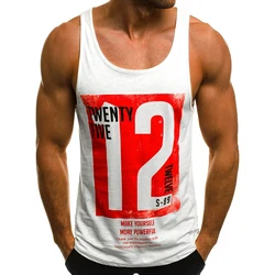 Vest men's summer fashion digital letter printing round neck sleeveless vest code men's cotton sweat-absorbent breathable vest Vest men's summer fashion digital letter printing round neck sleeveless vest code men's cotton sweat-absorbent breathable vest