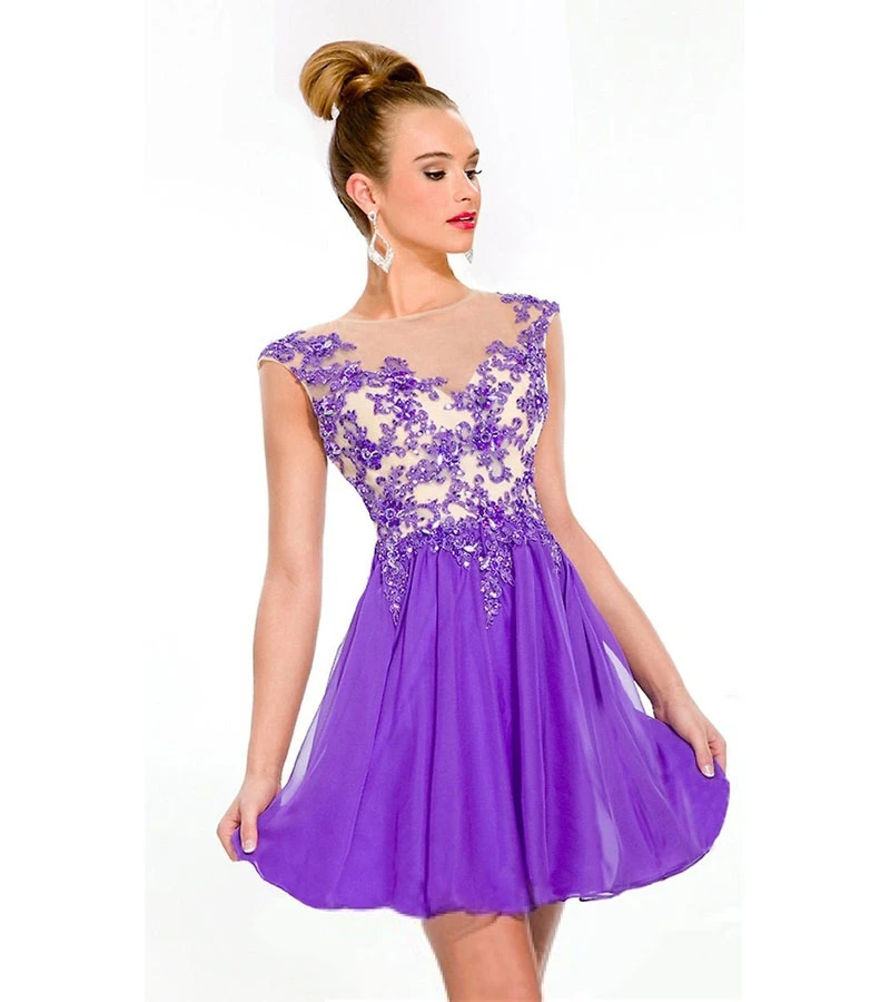 Moda 2017 vestidos cortos del regreso al hogar púrpura espalda abierta de cristal del de coctel vestido de octavo grado vestidos de baile 2016|homecoming dress purple|short homecoming dress8th grade