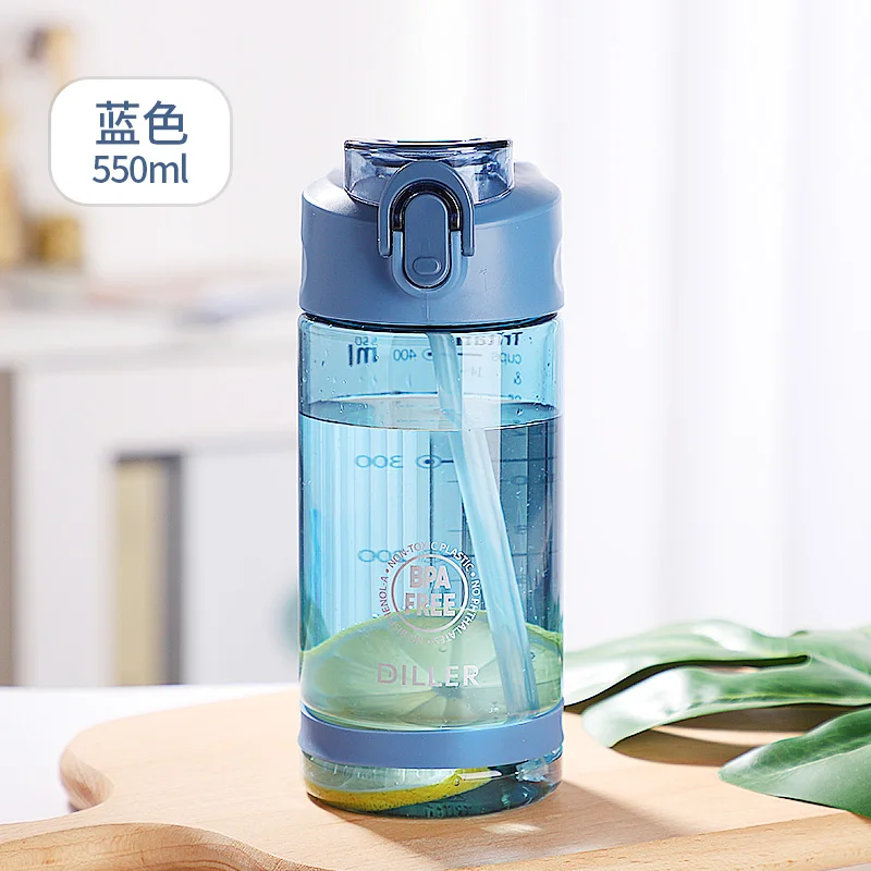 Пластиковая Спортивная бутылка для воды с соломинкой Герметичная Бутылка Для Воды портативная чашка для скраба Тритан BPA бесплатно 750 мл 550 мл