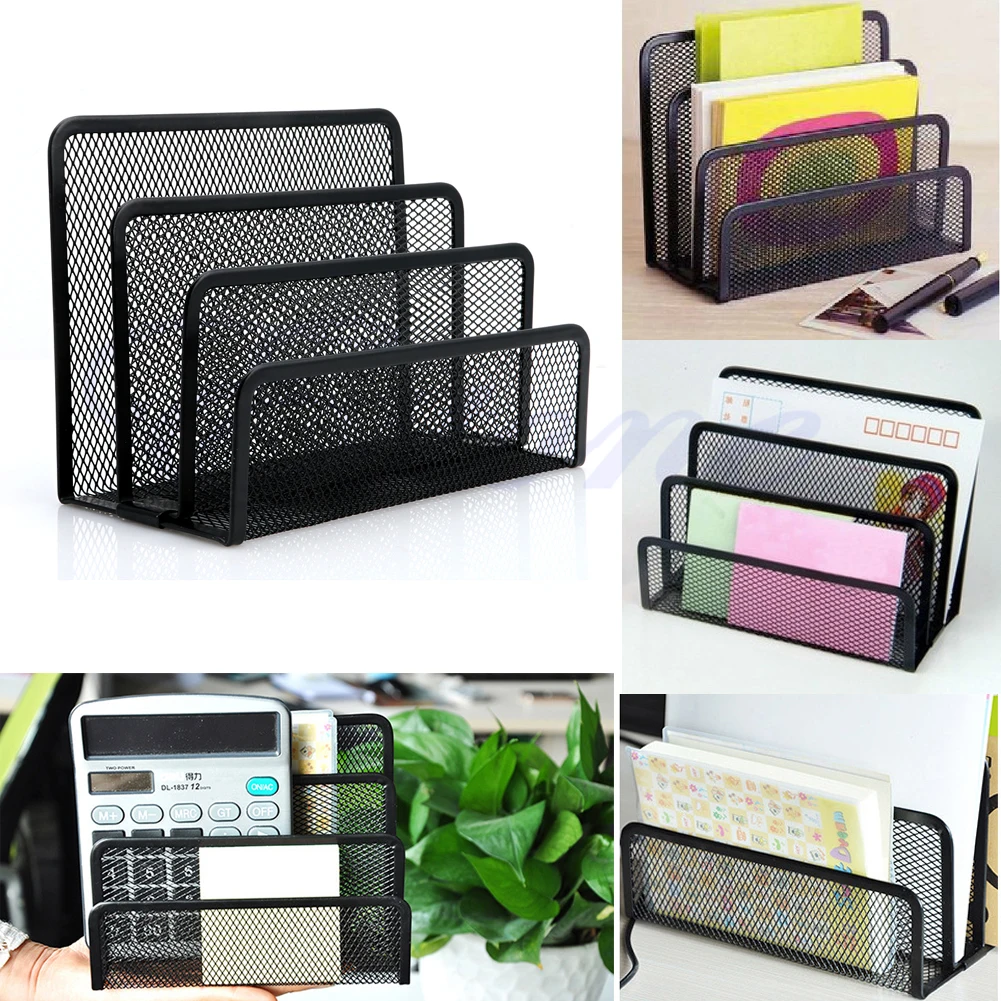 Black Document Desk accessories Mesh Letter Sorter Mail Tray Office File Organiser Business