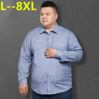 

8XL 6XL 5XL Men's Pure Cotton Shirt Slim Fit Fashion Long Sleeve Casual Business Shirts Men Dress Shirts High Quality Camisas