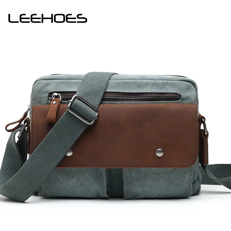 

Small Bags Designer Cowhide Leather Messenger Bag New Canvas Bags Work Travel Outing Business Crossbody Shoulder Bag Male Bolsa