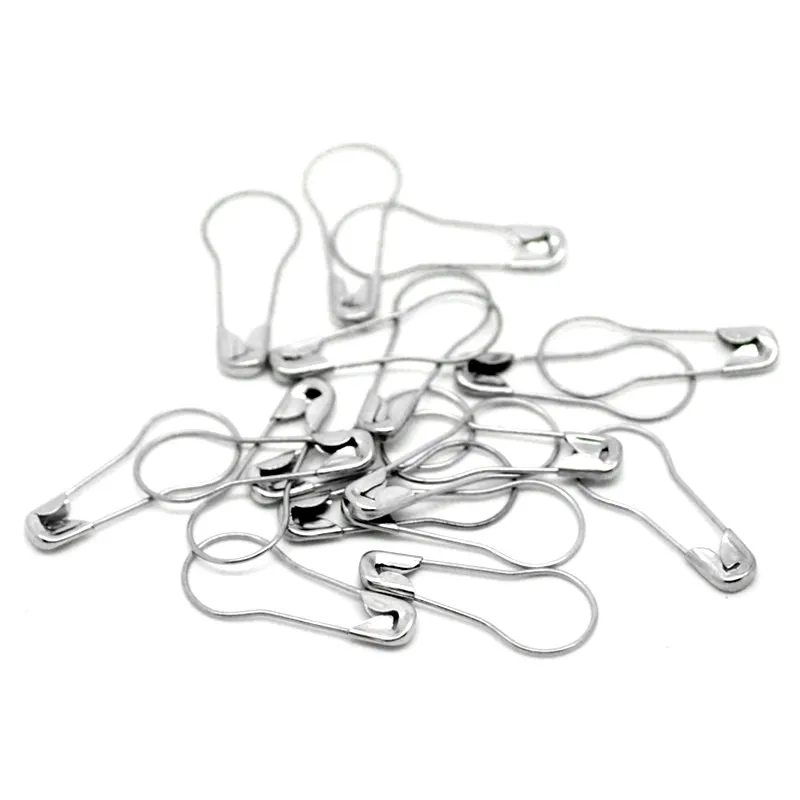 

720Pcs Silver Tone Coilless Safety Pins Bulb Gourd Calabash Shape Knitting Stitch Marker Pear Shape Hangtag Pins 23x10mm