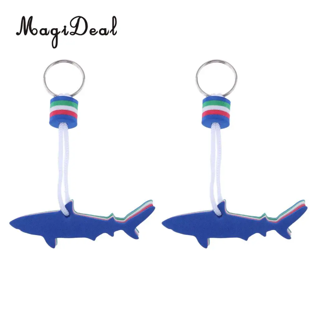 MagiDeal 2x Safety Floating Shark EVA Keychain Keyring Key Float for Swimming Pool Surfing Marine Boat Yachting Sailing Rafting