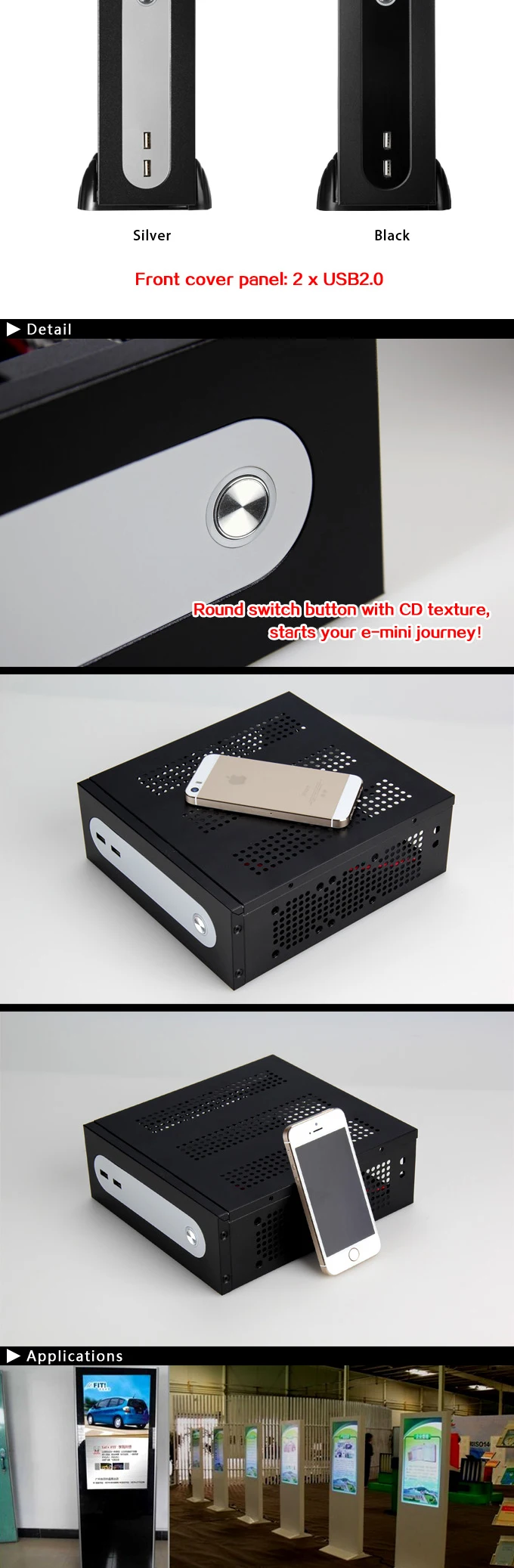 Realan G3 SGCC Mini ITX компьютерные башни с блоком питания, 2,5 HDD 3,5 HDD, 6 COM, Black Tower чехол для ПК