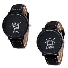 King queen кожаные часы женские для влюблённых кварцевые часы мужские брендовые Роскошные наручные часы женские мужские кварцевые часы для влюбленных SSA-19ING