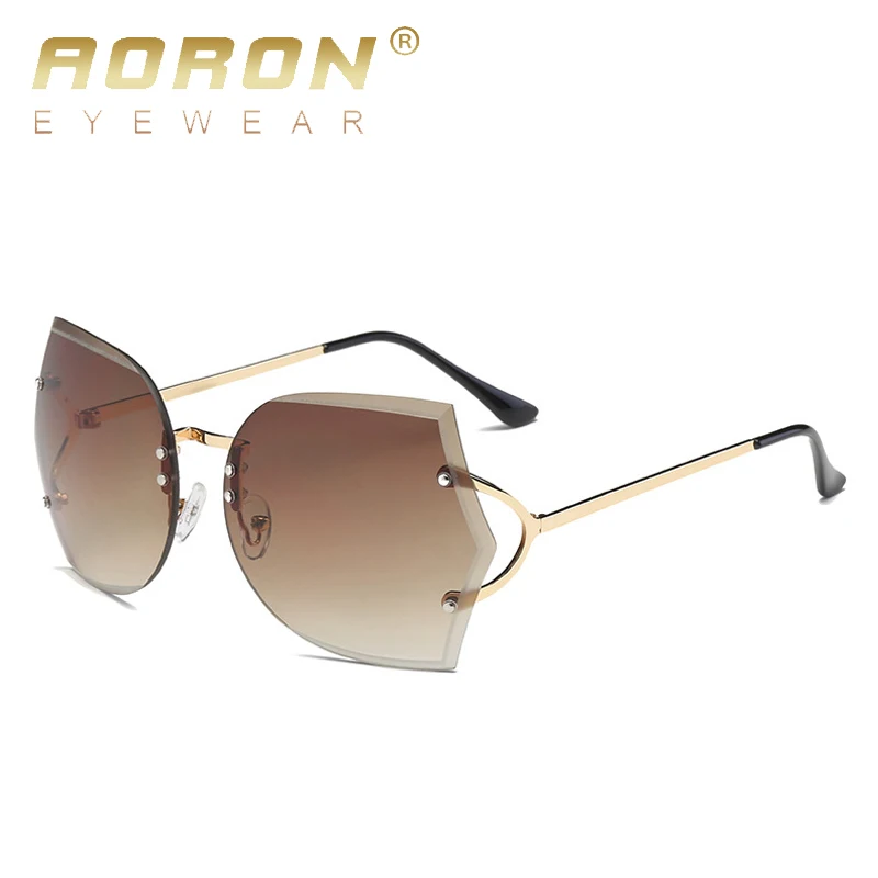 

AORON New Rimless Sunglasses Women Brand Designer Retro Sunglass Classic Female Gradient Vintage Points Ocean lenses Sun Glasses