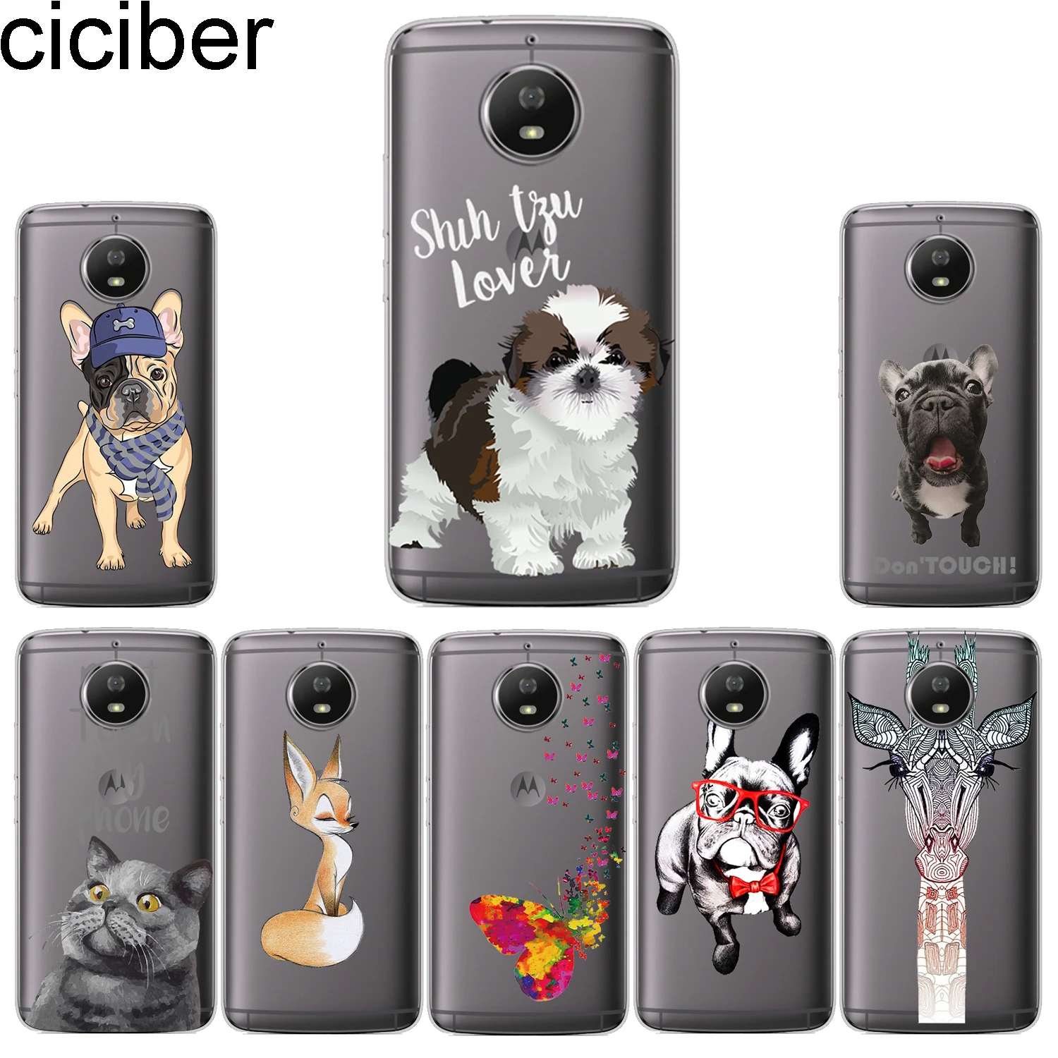 

ciciber Phone Case for Motorola Moto G6 G5 G4 G5S M Soft TPU for Moto E5 E4 Z2 Z3 C Play Plus Go X4 One Power Back Cover Animal