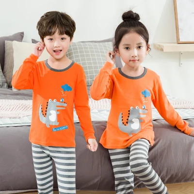 Sifafos/Одежда для маленьких детей подштанники из хлопка для мальчиков домашний костюм Базовая футболка с героями мультфильмов комплекты нижнего белья для девочек - Цвет: Оранжевый