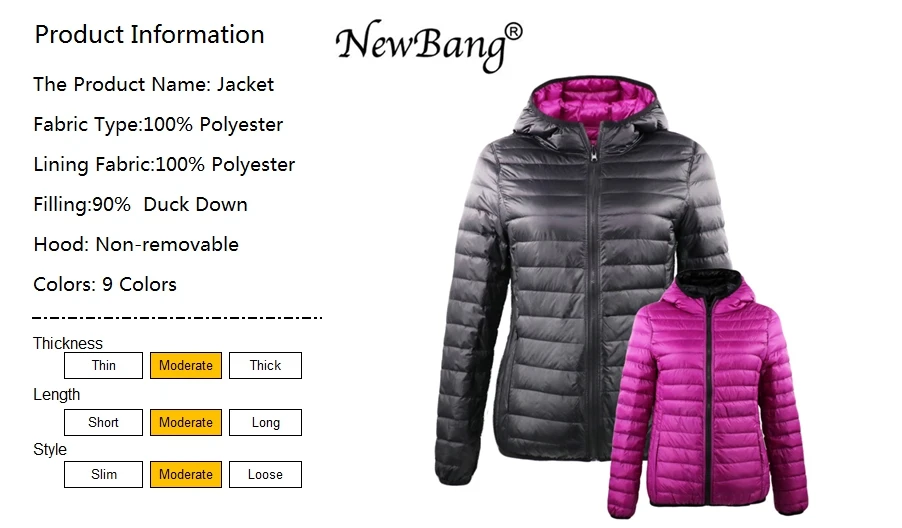 NewBang утиные пальто женские пуховые с капюшоном ультра легкий пуховик с сумкой для переноски дорожные двухсторонние двусторонние куртки размера плюс