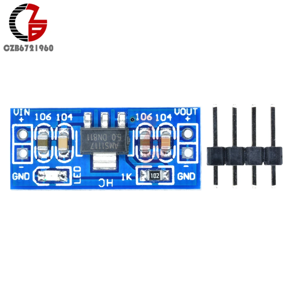 10 шт 6 V-12 V постоянного тока до 5 V AMS1117 Напряжение конвертер для ступенчатого понижения Мощность понижающий преобразователь регулятор напряжения модуль с Светодиодный индикатор