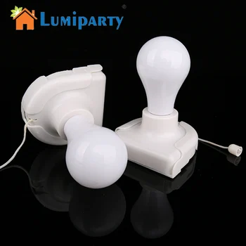

LumiParty LED Bulb Lamp Self Adhesive Wall Night Light Portable Stick Up Desk Light With Pulling String Cabinet Closet