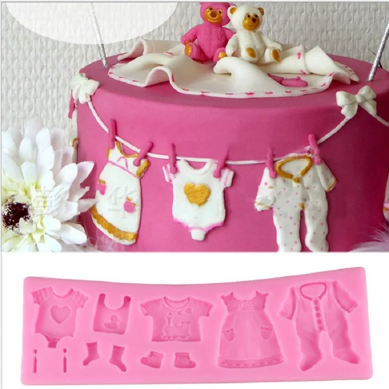 3D детская одежда силиконовые формы Рождество торт кайма для мастики формы DIY помадка силиконовые формы кухня выпечки аксессуары