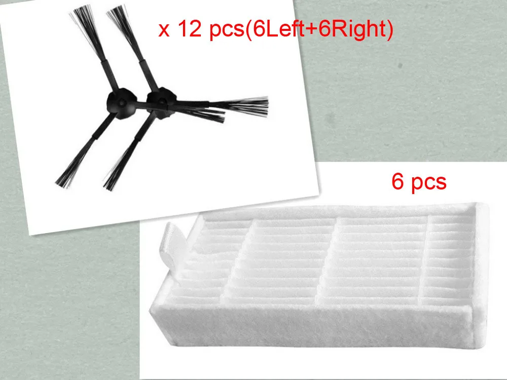 

robot vacuum cleaner side brushes and hepa filter (for X500 X580 CR120) 12 pcs (6set)Side Brush+ 6 pcs HEPA Filter
