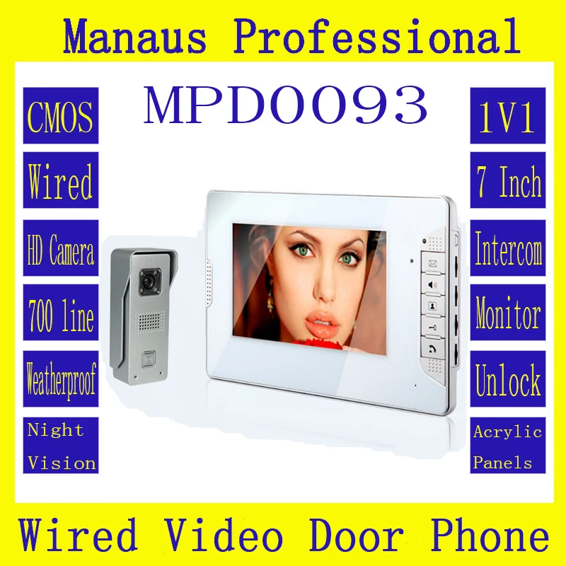 

High Quality Smart Home 7 inch Screen Display Video Intercom Phone,Wired Magnetic Lock One to One Video door phone D93b