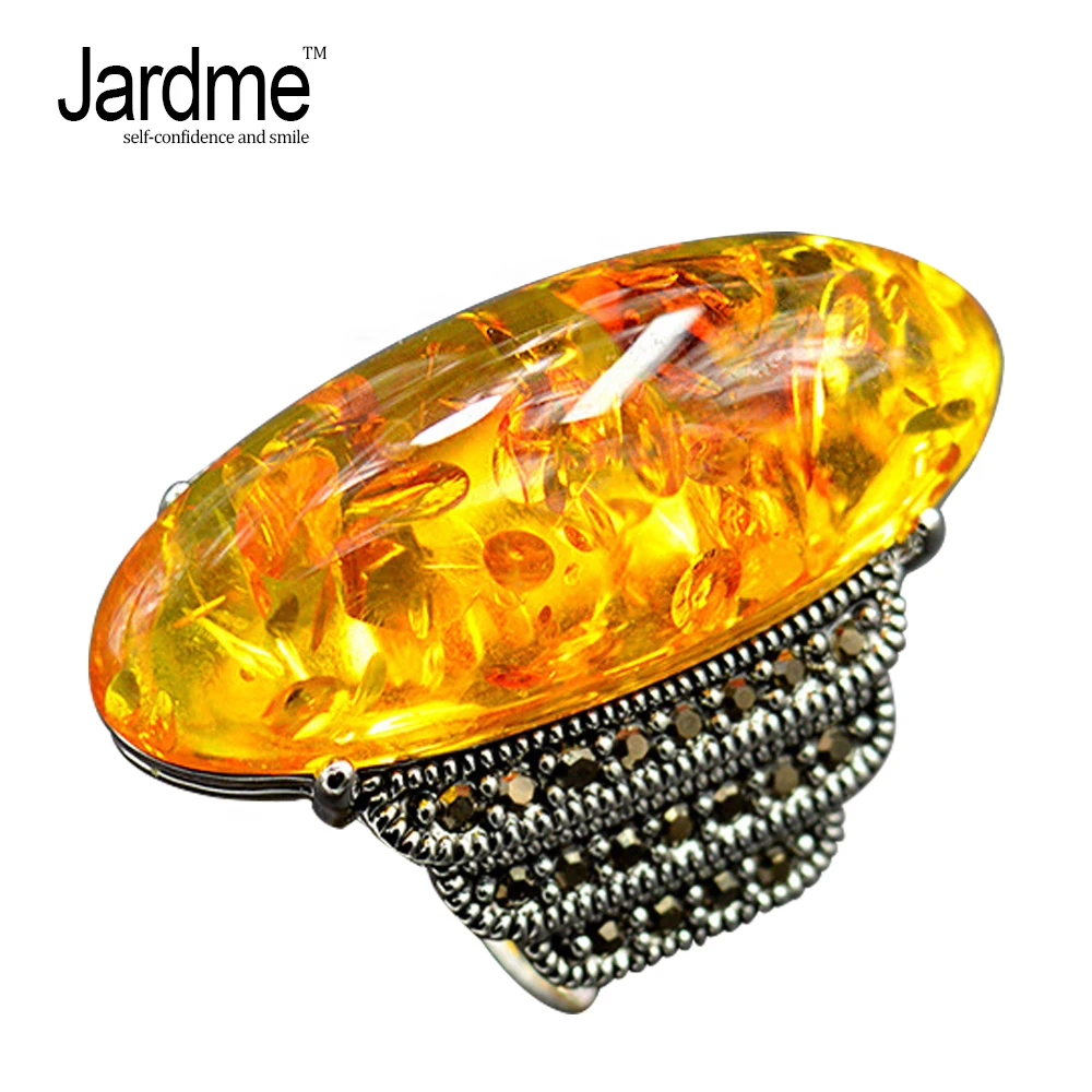 Jardme Винтаж большой желтый кристалл эксклюзивный дизайн кольца для Для женщин и