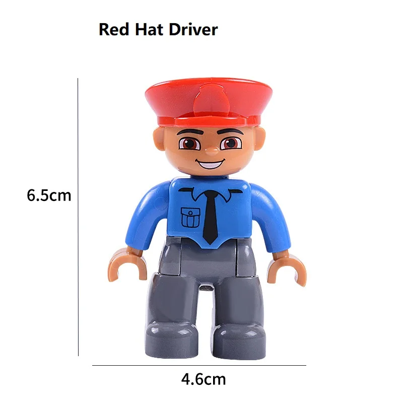 Большие кирпичные строительные блоки Doll, профессиональные сборочные детали, куклы для семьи, детские развивающие игрушки, совместимые с Duplos и большинством брендов - Цвет: red hat driver