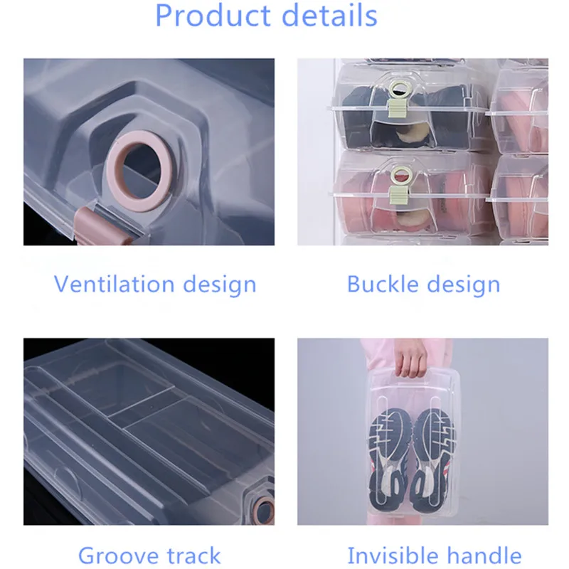 Прозрачный Штабелируемый ящик для хранения обуви раскладушка шкаф для хранения стерео полка для обуви Бытовая Пылезащитная многоцелевая коробка для обуви