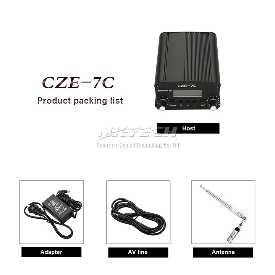 NKTECH CZE-7C PLL FM Transmisor de Radio en la estación de transmisión 1 W/7 W ESTÉREO frecuencia 76-108Mhz Pro retroiluminación LCD de amplificadores de campo - 6