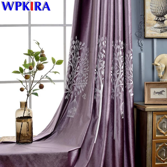 purple velvet thick curtain blackout curtains living room tree