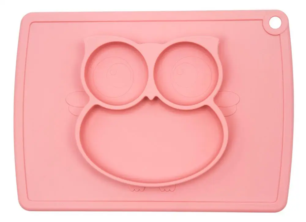 Qshare Детские Силиконовые тарелки на присоске для детей младенцев Кормление пищи посуда лоток посуда легко чистить силиконовый коврик - Цвет: Pink