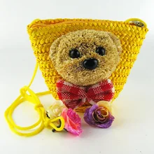 Трава Вязание милый мультфильм медведь женский кошелек сумка женская маленькая через плечо bolso bolsa feminina для девочек