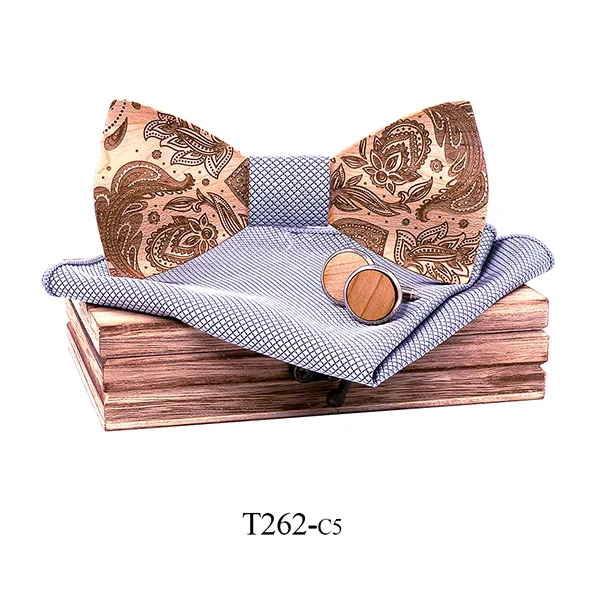 T262 3D Пейсли деревянные галстуки-бабочки для мужчин деревянный галстук деревянные джентльменские галстуки-бабочки ручной работы Свадебный подарок для мужчин - Цвет: T262-C5