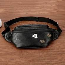 Повседневные поясные сумки для мужчин, индивидуальная нагрудная сумка в стиле панк для мотоциклистов, Мужская поясная сумка из искусственной кожи, трендовая сумка на плечо в стиле хип-хоп
