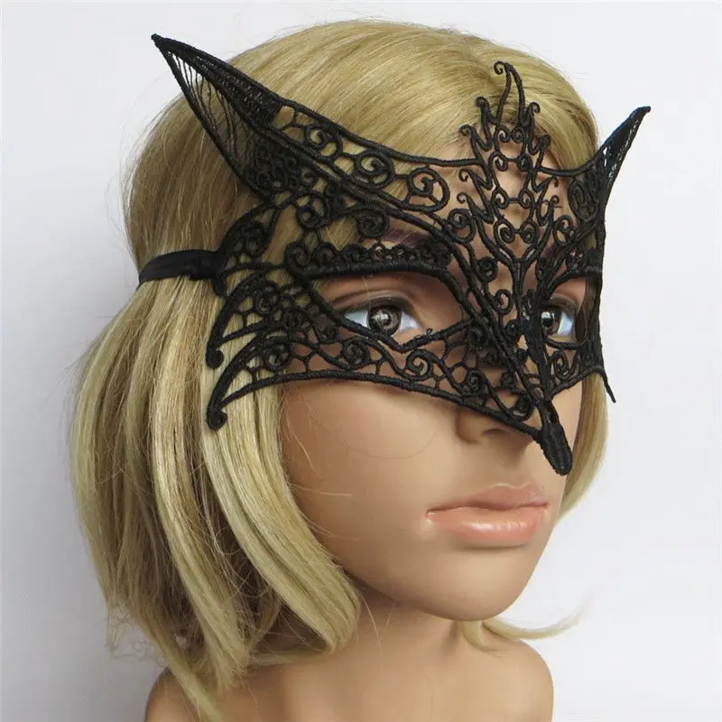 1pc fox mask black sexy lace mask cutout eye mask for halloween masquerade party fancy dress - Black Eye Mask Halloween 1pc fox mask black sexy lace mask cutout eye mask for halloween masquerade party fancy dress - Black Eye Mask Halloween