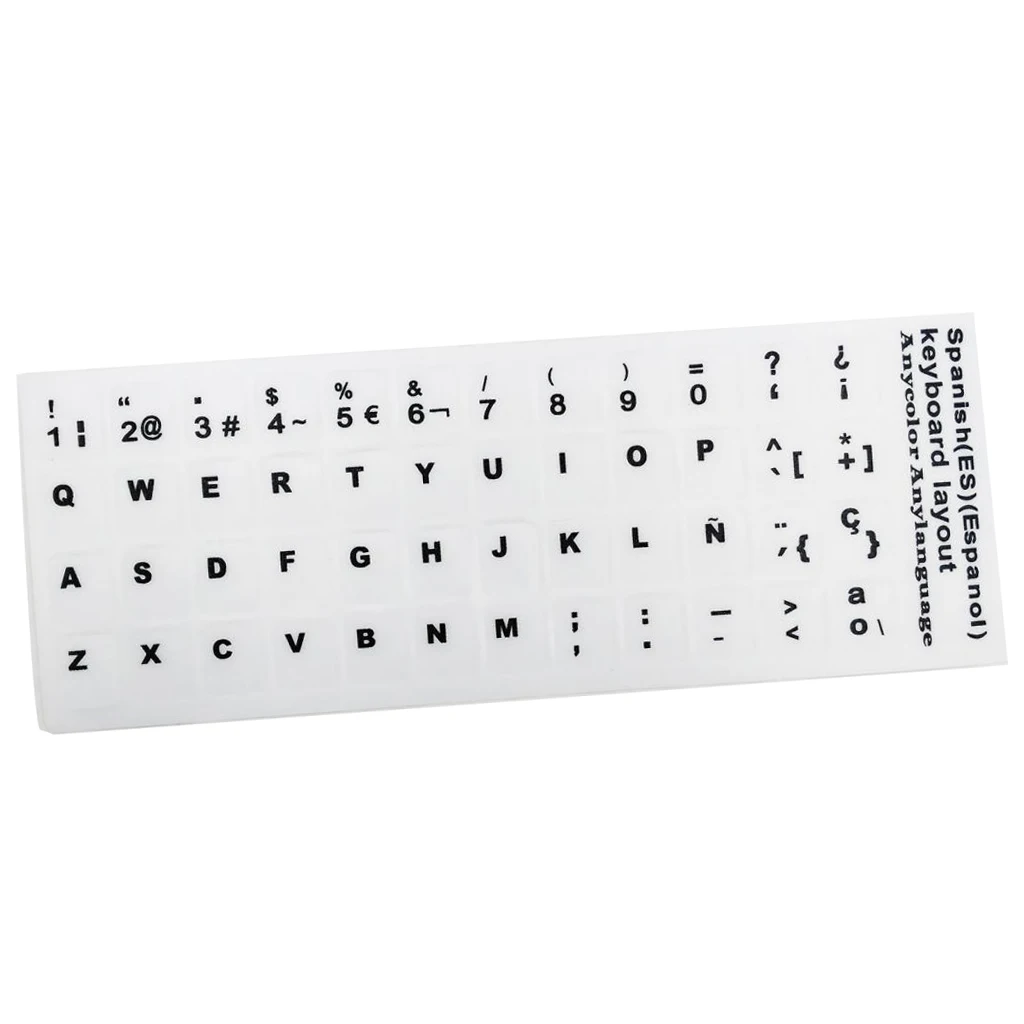Spanish Keyboard Sticker Replacement Letters For Laptop White Background