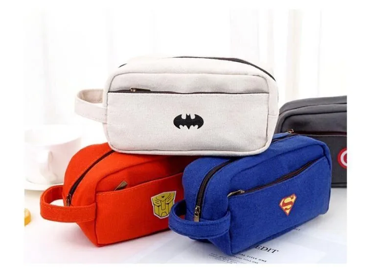 Cartoon Superhero Big Canvas Pencil Case For Boys Cute Large Pencil Box Pen Case School Supplies Stationery