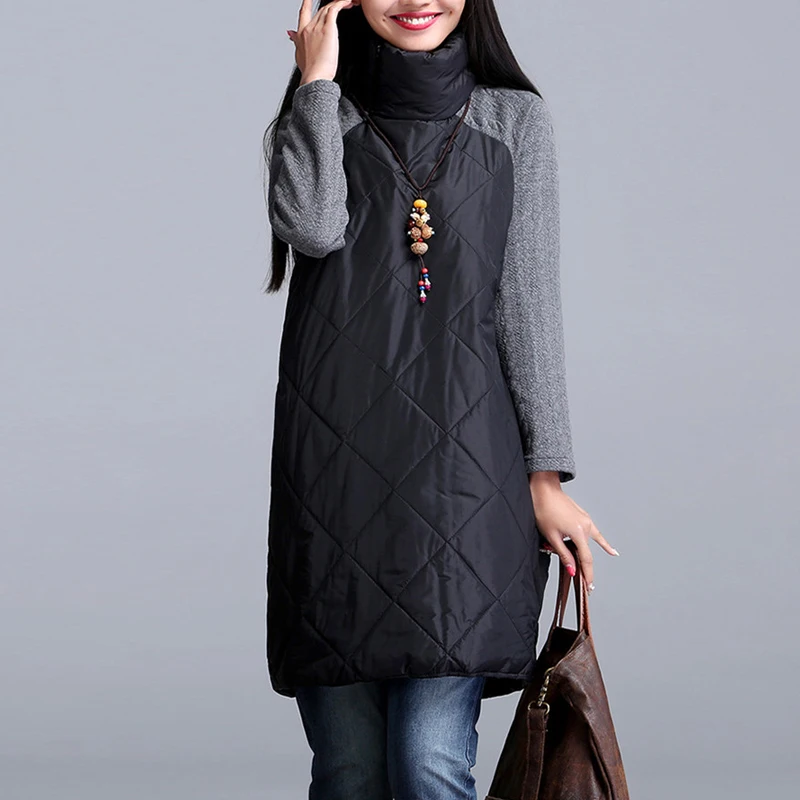 

2019 Autumn Winter women parkas ,urtleneck Female Vestidos Tunic Autumn coat,plus size Women Parkas M-5XL 6XL 7XL black gray red
