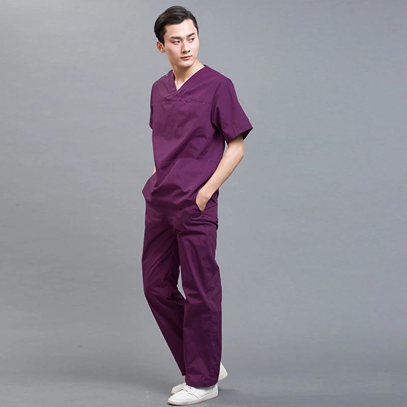 Врач-медсестра Isoiation форма Meidcal скраб Хирургическая Одежда, больница одежды лаборатории Костюм медицинский, короткий рукав - Цвет: Men Short sleeve